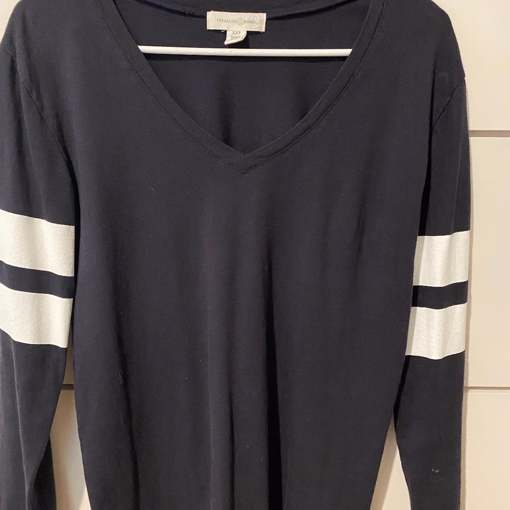 Treasure & Bond Varsity Stripe Long Sleeve Tee XXS